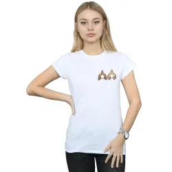 Women's Chip N Dale Backside Breast Print Cotton T-Shirt in White Size: Small - White - Size: S
