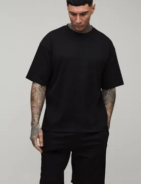 Herren Übergroßes Herren-Oberteil & Freizeit-Shorts-Set Für Große Männer Black Größe Small - boohooMAN - FashionsVida