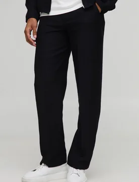 Men's Relaxed Fixed Waist Trouser Black Size 34 Black 34 - boohooMAN - FashionsVida