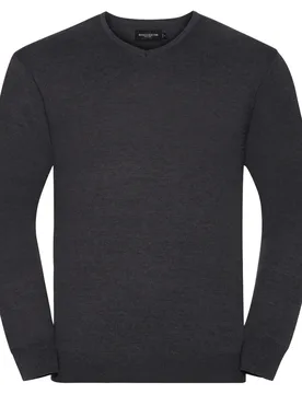 Collection Mens V-Neck Knitted Pullover Sweatshirt (Charcoal Marl) - Size 4xl - Russell athletic - FashionsVida