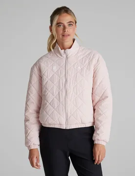 Manchester United x Womens Golf Go-To Quilted Jacket Pink 2XL - Adidas - FashionsVida