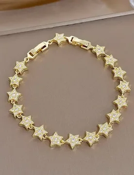 Styles Trendy Shiny Cubic Zirconia Tennis Bracelets for Women Elegant Golden Copper Star Heart Charm Bangle Wedding Jewelry - Aliexpress - FashionsVida
