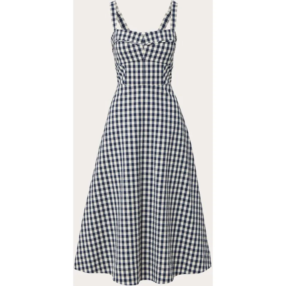 Vestido midi Aila Gingham - Veronica Beard - FashionsVida