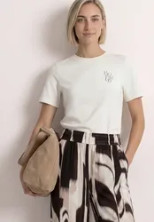 T-Shirt mit Rundhals und Chestprint female Weiß