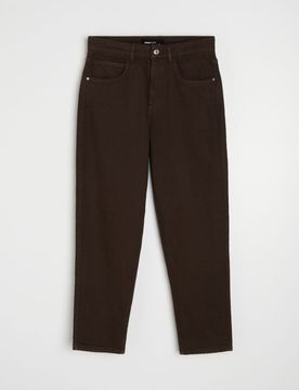 Jeans mom fit comfort in cotone - marrone