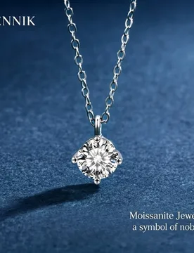 LENNIK Classic Six Prong Moissanite S925 Silver Clavicle Pendant Necklace Minimalist for Ladies - Aliexpress - FashionsVida