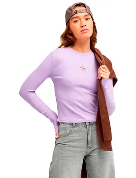 Top A Maniche Lunghe Dont Cut Star Viola M - Roxy - FashionsVida