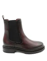 Leather Chelsea Block Heel Ankle Boots Burgundy female