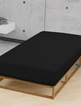 Jersey-Elastic-Spannbetttuch schwarz, 1x 120x200 cm - 130x220 cm - Biberna - FashionsVida
