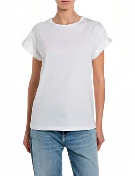 Maglietta A Maniche Corte W373b.000.2660 Natural White L - Replay - FashionsVida