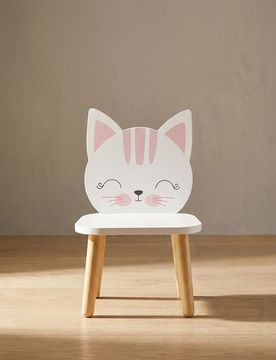 Sedia con schienale a forma di gatto - bianco