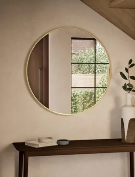 Metal Circle Wall Mirror Antique Brass - M&S - FashionsVida