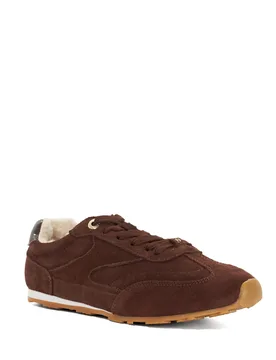 Womens Ladies Engine - Lace-Up Low-Top Trainers - Brown Suede - Size Uk 4 - Dune london - FashionsVida