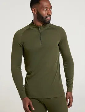 Talus Mens Long Sleeved Zip Neck Top - Green - Green - Size: 4XL - Mountain Warehouse - FashionsVida