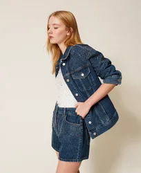 Short en jean avec strass