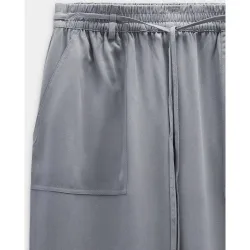 Pantalones anchos de mujer con cintura elástica en liso