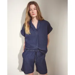 Blusa denim de mujer con manga corta