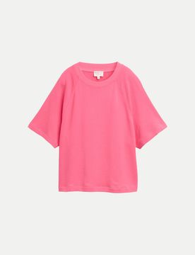 Kurzarm-Sweatshirt Pink L