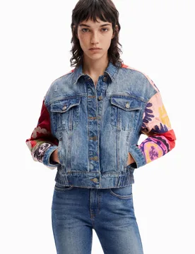 Veste jean courte patchwork BLUE XS female - Desigual - FashionsVida
