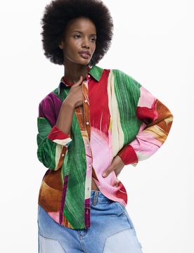 Chemise imprimée, , Lyocell, XS