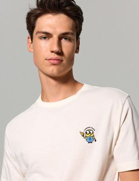 T-shirt in cotone con stampa Minions - panna