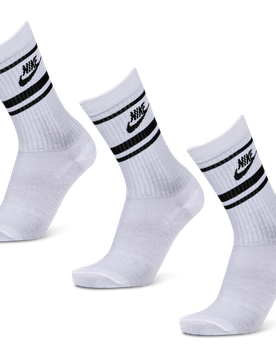Everyday Essential Crew 3 Pack Unisex Socken - Weiß - Größe 42 - 46 White 42 - 46