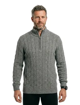 Maglione Con Mezza Zip Jacob Mid Grey M