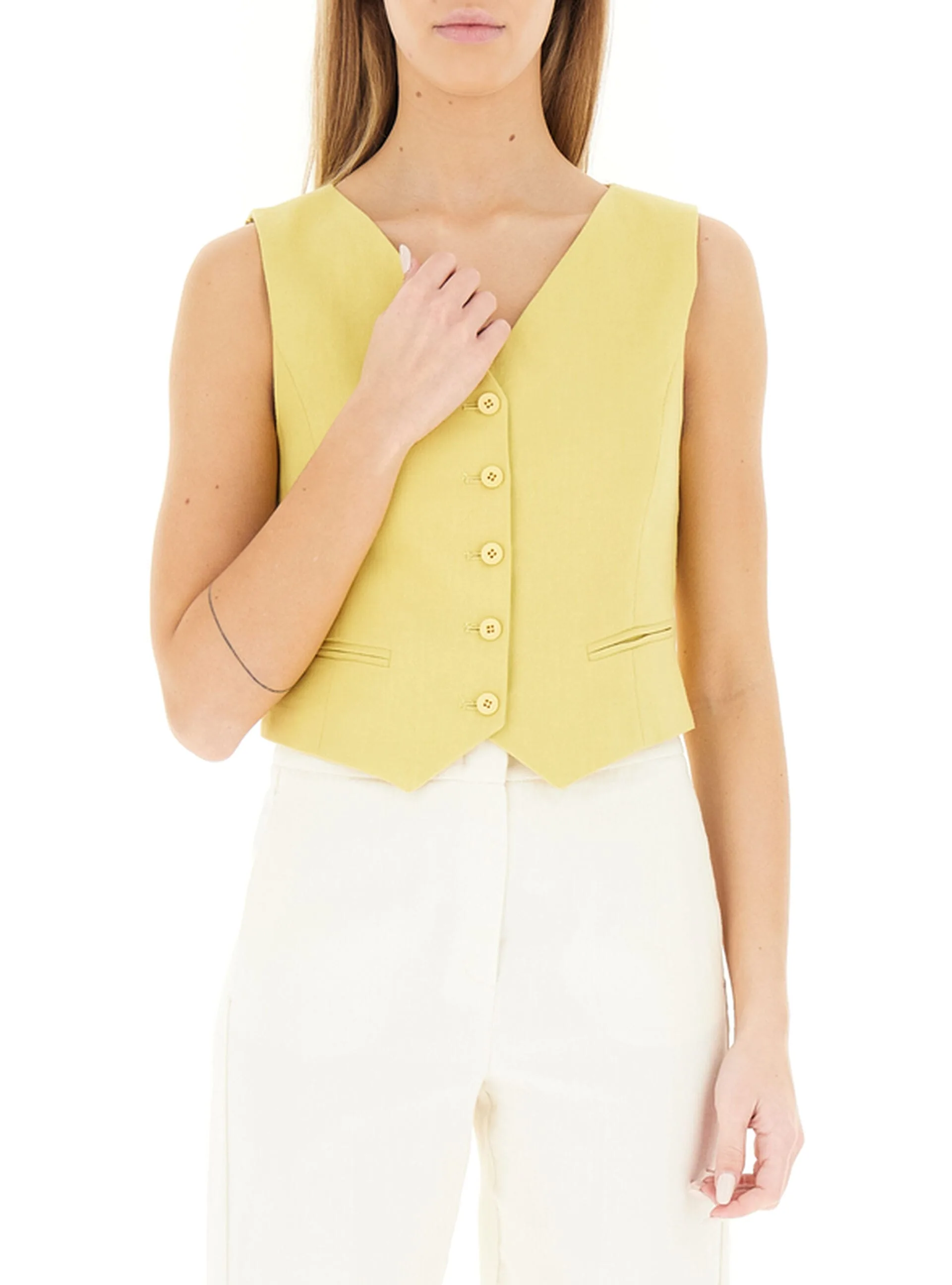 I BLUES Gilet misto lino BANANA 46 - I Blues - FashionsVida