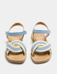 Kids' Leather Rainbow Strap Sandals (4 Small-2 Large) Blue Mix Female