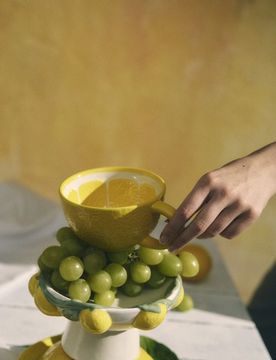 Tazza con motivo limone - giallo