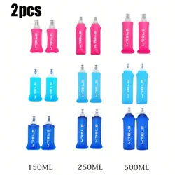 Piezas Botellas de agua suaves, ligeras, portátiles y plegables con asa para colgar, bolsas de agua suaves esenciales para ciclismo al aire libre, co