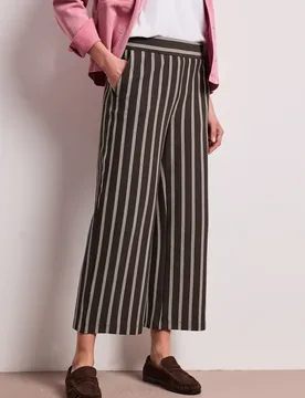Wide Leg Hose im Casual Fit mit Streifen female Braun - Street One - FashionsVida