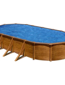 Piscina acero ovalada imitación madera 730 x 375 x 120 cm - GRE - FashionsVida