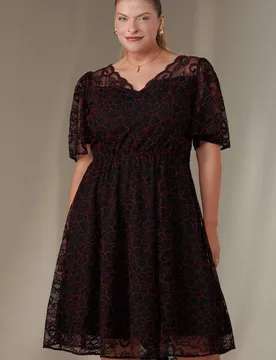 Women's Flare Sleeved Lace Midi Dress Size: 14 - Multicolor - Size: 14 - Jolie Moi - FashionsVida