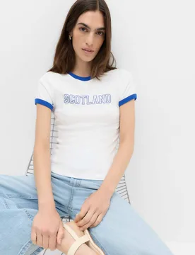 World Cup Pure Cotton Slim Fit T-Shirt Navy female - M&S - FashionsVida