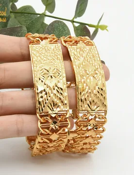 Luxury Copper Bracelet For Women Dubai Gold Color Bangles Indian Arabic Jewelry With Designer Charms Hawaiian Wholesale Party - Aliexpress - FashionsVida