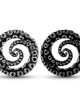 Piezas de dilatadores de oreja de acero inoxidable 316L con diseño punk de Halloween, expansores de túnel de oreja, joyería corporal, regalo genial - Shein - FashionsVida