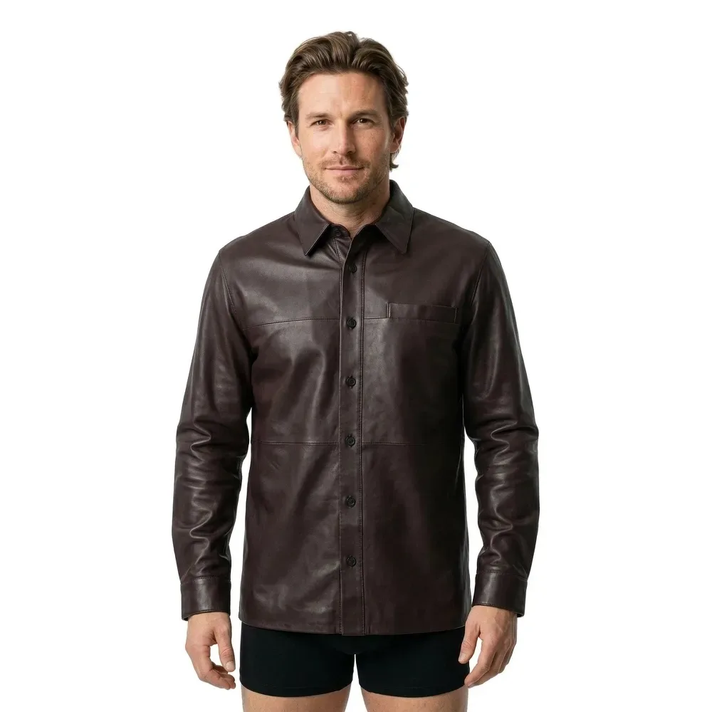 Giacca Di Pelle Lv0le11g Mocha Brown S - Calvin Klein - FashionsVida