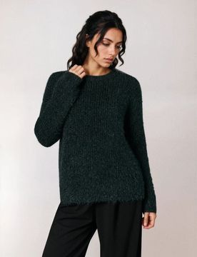 Maglione con finitura in pelliccia - verde-giallo