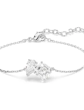 Braccialetto Mesmera, Taglio misto, Bianco, Placcato rodio M - Swarovski - FashionsVida