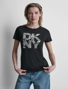 Camiseta de mujer de manga corta y cuello redondo con logotipo impreso - DKNY Jeans - FashionsVida