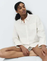 Pure Cotton Floral Revere Pyjama Top White Mix female