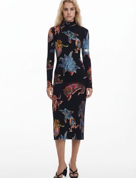 Robe conçue par Mr. Christian Lacroix, Viscose, Noir, XS