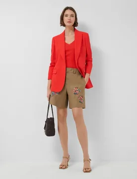 Bermuda de mujer lino con bordado floral - Roberto Verino - FashionsVida
