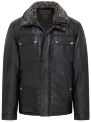 Mens Black Puffer Quilted Jacket - Farsund Lamb Leather - Size Small
