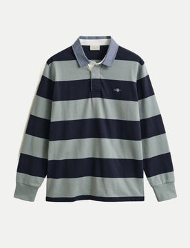 Heavy Rugger Shirt mit Streifen Blau L