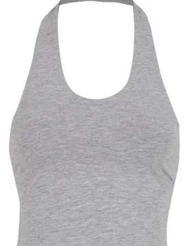 Top - Ladies Basic Neckholder Jersey Top - S bis XL - für Damen - Größe XL - grau meliert - Frauen - female - Urban classics - FashionsVida