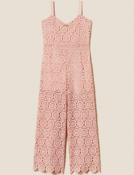 Tuta in pizzo macrame bambina rosa