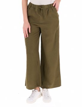 Pantalone misto lino VERDE MILITARE XL