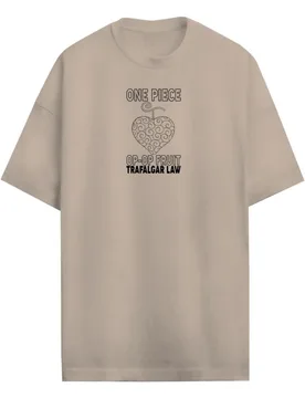 Anime Oversize T-Shirt - Trafalgar D. Law - S bis XXL - für Männer - Größe XXL - sand - Lizenzierter Fanartikel - Männer - male - one piece - FashionsVida